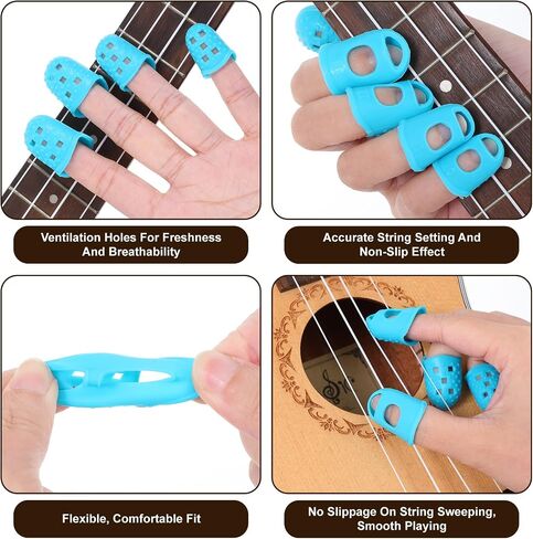 50 Pcs Guitar Fingertip Protectors, 5 Sizes Colorful Silicone Guitar Finger Covers Caps with Air Holes, Breathable Anti-Slip Reusable Finger Covers for Stringed Instruments Bass Mandolin in Kuwait