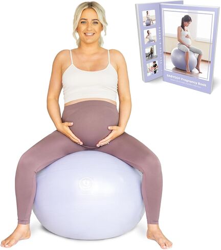 كرة الولادة للحمل والمخاض من BABYGO® + كتابنا الحائز على جوائز - خطة التمرين والولادة والتعافي، أقوى 5 مرات من كرة اليوجا بمادة صديقة للبيئة (لافندر، 65 سم) in Kuwait