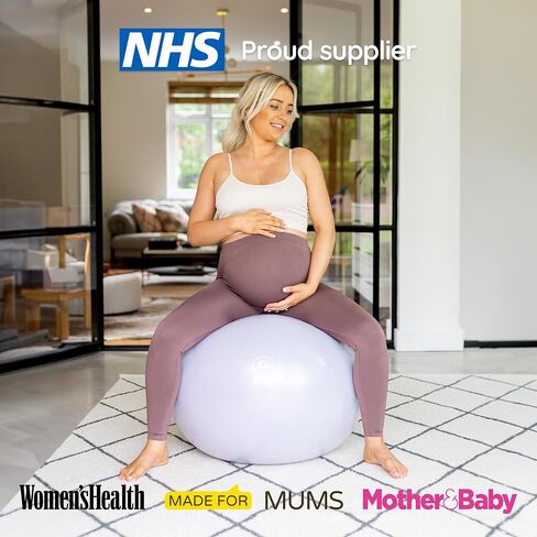 كرة الولادة للحمل والمخاض من BABYGO® + كتابنا الحائز على جوائز - خطة التمرين والولادة والتعافي، أقوى 5 مرات من كرة اليوجا بمادة صديقة للبيئة (لافندر، 65 سم) in Kuwait