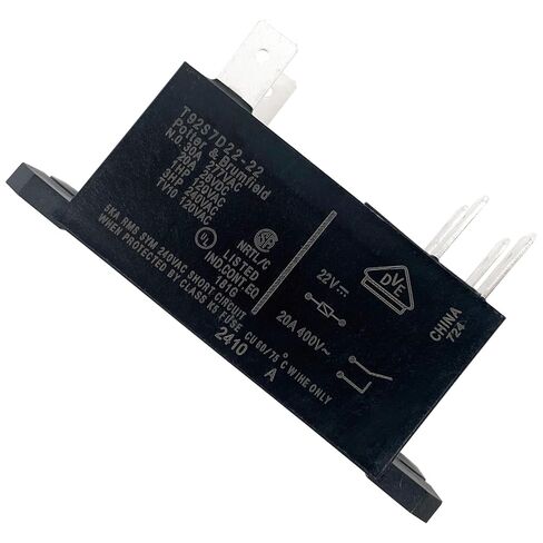 مرحل الطاقة T92S7D22-22 (عبوة من قطعتين)، 6 دبابيس DPST-NO 30A 277VAC، ملف 22VDC، متوافق مع لوحات التحكم في مكثف HVAC، بديل لسلسلة Potter & Brumfield T92، الإصلاح الصناعي والتيار المتردد in Kuwait