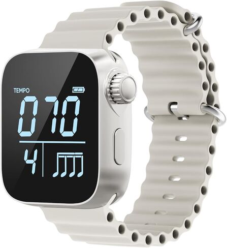 Wegrower Vibrating Metronome Watch, Beige | Wearable for Guitar, Violin, Piano, Drum, Workout Tempo Trainer, Adjustable Strap, App Support, Long Battery Life in Saudi Arabia