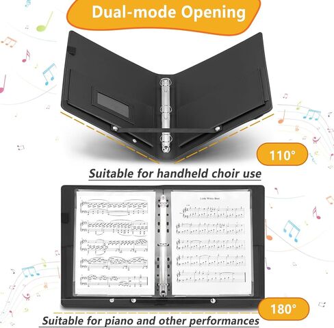 AiDor PU Leather Choir Music Folder, 3 Ring Black Binder with Adjustable Band,Sheet Music Folder Fit Letter Size, for Choral Performances at Concerts in Kuwait
