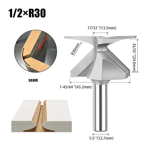 6mm 12mm 1/2" 1/4" Shank Arc Bending Integrated Router Bit Forming Tool Arc Bending Router Bit for Wooden Door Wall Cabinet(12.7XR30 Seam) in Kuwait