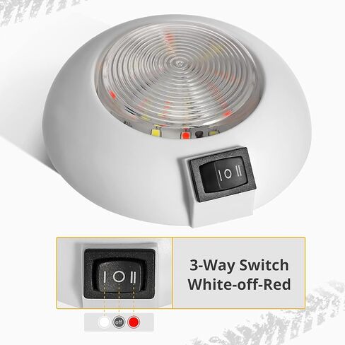 Partsam 1 قطعة 4 بوصة مستديرة LED فائدة قبة ضوء سطح جبل للمنزل شاحنة RV مقطورة قارب الطائرات ضوء داخلي، 4 بوصة عالية الطاقة أبيض وأحمر LED النازل، مفتاح الروك ثلاثي الاتجاهات (أبيض / إيقاف / أحمر) in Kuwait