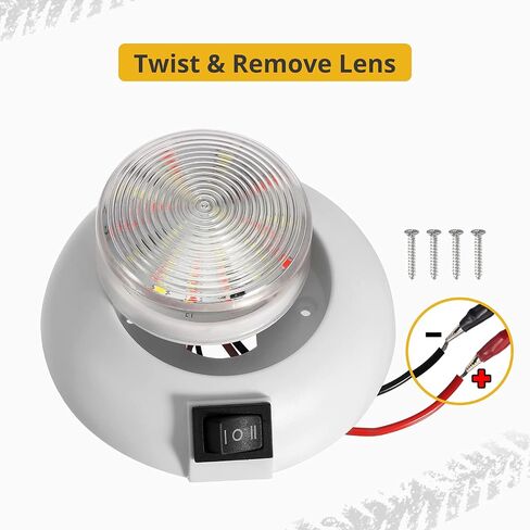 Partsam 1 قطعة 4 بوصة مستديرة LED فائدة قبة ضوء سطح جبل للمنزل شاحنة RV مقطورة قارب الطائرات ضوء داخلي، 4 بوصة عالية الطاقة أبيض وأحمر LED النازل، مفتاح الروك ثلاثي الاتجاهات (أبيض / إيقاف / أحمر) in Kuwait