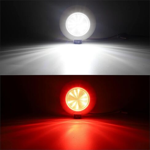 Partsam 1 قطعة 4 بوصة مستديرة LED فائدة قبة ضوء سطح جبل للمنزل شاحنة RV مقطورة قارب الطائرات ضوء داخلي، 4 بوصة عالية الطاقة أبيض وأحمر LED النازل، مفتاح الروك ثلاثي الاتجاهات (أبيض / إيقاف / أحمر) in Kuwait