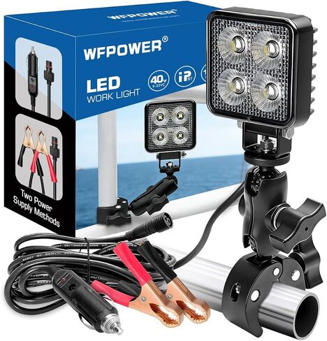 أضواء LED للقارب تدور 360 درجة مع مشبك، محمولة 3 بوصة مزدوجة الطاقة LED شريط ضوء العمل 12 فولت أضواء بحرية للقوارب وصيد الأسماك، مشابك/مصابيح أمامية ولاعة السجائر لشاحنة مخيم التجديف RV in Kuwait