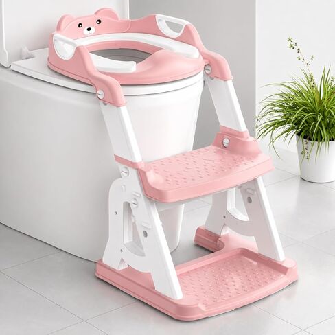 Potty Training Seat, Upgrade 2 in 1 Potty Training Toilet for Toddler, Toddler Toilet Seat for Boys Girls with Splash Guard, Anti-Slip Pad and Step Stool (Pink) in Saudi Arabia