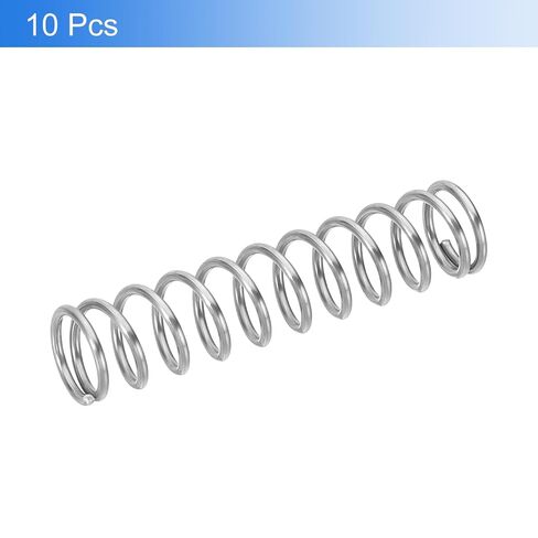 uxcell 10Pcs Compression Springs, 0.9mm Wire Diameter x 8mm OD x 35mm Length 304 Stainless Steel Extension Spring Ballpoint Pen Pressure Springs for Shop Home Repairs, Silver in Kuwait