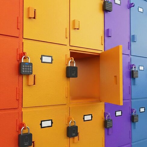 قفل الجمع eLinkSmart Gym Locker Lock مع 9 أرقام زر ضغط كلمة المرور بصمة الإصبع التطبيق فتح قفل معدني آمن بيومتري بدون مفتاح لصالة الألعاب الرياضية وخزانات المدرسة صندوق أدوات التخزين in Kuwait
