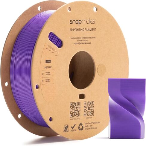 Snapmaker PETG Filament 1.75mm High Speed Printing up to 300mm/s,PETG HF 3D Printer Filament,Dimensional Accuracy +/- 0.02mm,Enhanced Toughness,Moisture-Resistance 1kg(2.2lbs) (White) in Kuwait