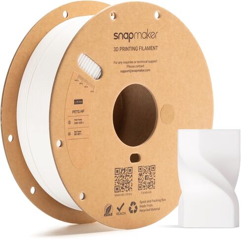 Snapmaker PETG Filament 1.75mm High Speed Printing up to 300mm/s,PETG HF 3D Printer Filament,Dimensional Accuracy +/- 0.02mm,Enhanced Toughness,Moisture-Resistance 1kg(2.2lbs) (White) in Kuwait