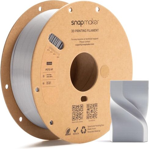 Snapmaker PETG Filament 1.75mm High Speed Printing up to 300mm/s,PETG HF 3D Printer Filament,Dimensional Accuracy +/- 0.02mm,Enhanced Toughness,Moisture-Resistance 1kg(2.2lbs) (White) in Kuwait