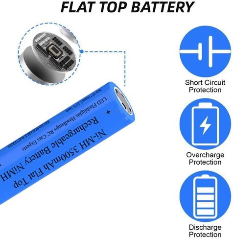 4 Pack 3500mAh Battery Ni-MH 3.7V, NiMH Flat Top 3.7Volt Rechargeable Batteries, High Capacity Long Lasting Battery for LED Flashlight, Headlamp, Mini Fan, RC Car, Doorbelll, with Storage Box in Kuwait