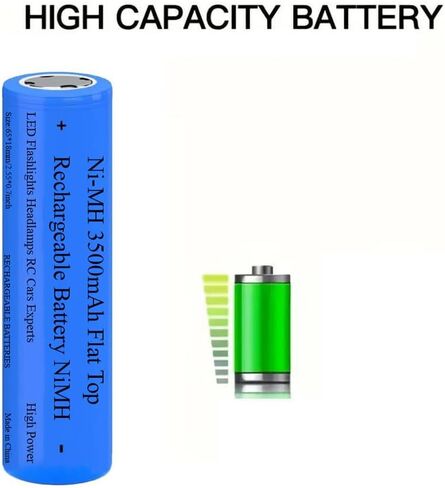 4 Pack 3500mAh Battery Ni-MH 3.7V, NiMH Flat Top 3.7Volt Rechargeable Batteries, High Capacity Long Lasting Battery for LED Flashlight, Headlamp, Mini Fan, RC Car, Doorbelll, with Storage Box in Kuwait