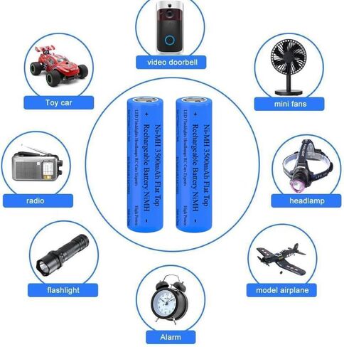 4 Pack 3500mAh Battery Ni-MH 3.7V, NiMH Flat Top 3.7Volt Rechargeable Batteries, High Capacity Long Lasting Battery for LED Flashlight, Headlamp, Mini Fan, RC Car, Doorbelll, with Storage Box in Kuwait