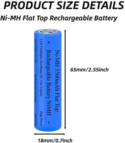 4 Pack 3500mAh Battery Ni-MH 3.7V, NiMH Flat Top 3.7Volt Rechargeable Batteries, High Capacity Long Lasting Battery for LED Flashlight, Headlamp, Mini Fan, RC Car, Doorbelll, with Storage Box in Kuwait