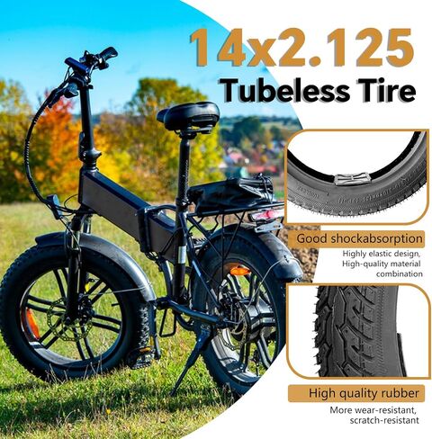 14X2.125 Tubeless Tire, 14X2.125/57-254 Electric Bike Tire, With tire Air Valve, 14 inch Tire, for Electric Folding Bike, E-Scooters and E-Bikes [Thickened] [Wear-Resistant] (Vacuum Tire x 1) in Kuwait