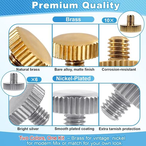 16 Pcs A0141220 A0141229 Lyre Holder Screws Set – 10 Brass + 6 Nickel‑Plated – Compatible with Saxophone Trumpet Cornet Alto Tuba – Replacement for Finger Ring Holder Screws in Kuwait