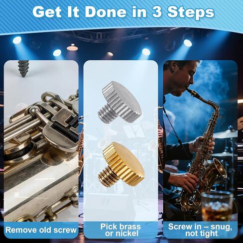16 Pcs A0141220 A0141229 Lyre Holder Screws Set – 10 Brass + 6 Nickel‑Plated – Compatible with Saxophone Trumpet Cornet Alto Tuba – Replacement for Finger Ring Holder Screws in Kuwait