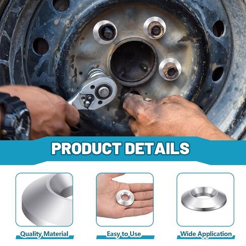20 Pcs Aluminum Wheel Washer Replacement, 60 Degree Aluminum Wheel Washer for Car Enthusiasts, Repair Technicians, Flat Surface to 60 Degree Lug Taper in Saudi Arabia