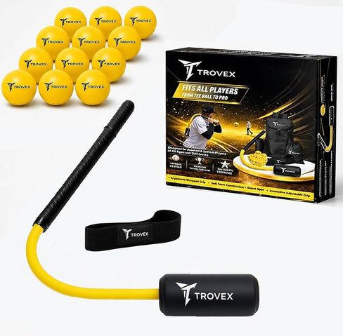 Baseball Batting Trainer System – Improve Swing Speed, Timing & Accuracy – All Skill Levels Rope Swing Trainer Kit with Practice Balls, Foam Bat & Carry Bag for Youth & Adults in Kuwait