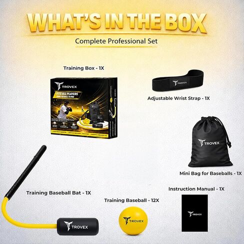 Baseball Batting Trainer System – Improve Swing Speed, Timing & Accuracy – All Skill Levels Rope Swing Trainer Kit with Practice Balls, Foam Bat & Carry Bag for Youth & Adults in Kuwait