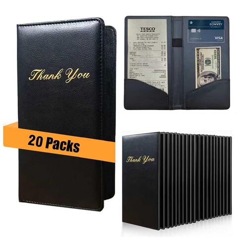 Goodsmart Check Presenters للمطعم، جلد البولي يوريثان 5 حزم دفتر شيكات الضيوف كتب النادلة للخوادم (5 حزم، بني) in Kuwait