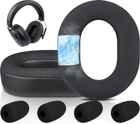 استبدال وسائد الأذن من جل التبريد SOULWIT لسماعات الألعاب اللاسلكية Razer BlackShark V3/BlackShark V3 X HyperSpeed، وسائد الأذن من نسيج الحرير الجليدي، وإسفنج الذاكرة عالي الكثافة - أسود in Kuwait