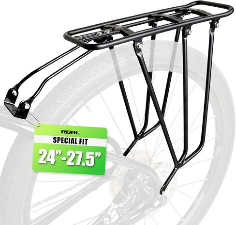 RBRL Rear Bike Cargo Rack, 165 lb Heavy Duty Aluminum Bicycle Rear Rack, Fits24 26" 27.5" / 700C / 29" MTB, City & Touring Bikes, Durable Rust-Resistant Rear Pannier Rack for Commuting & Travel in Saudi Arabia