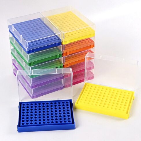96-Well Tube Rack 12 Pack with Lid, 8x12 Lab Storage Racks Compatible with 0.2ml PCR Tubes, Multicolor Set for Sample Organization in Kuwait