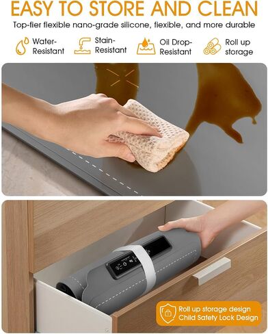 Food Warming Mat, Electric Food Warming Mat with 4 Temp Settings & 6H Timer, Portable & Rollable, Fast Full Surface Electric Warming Tray with Child Lock for Party and Daily Use (Grey) in Kuwait