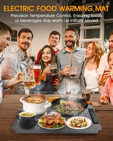 Food Warming Mat, Electric Food Warming Mat with 4 Temp Settings & 6H Timer, Portable & Rollable, Fast Full Surface Electric Warming Tray with Child Lock for Party and Daily Use (Grey) in Kuwait