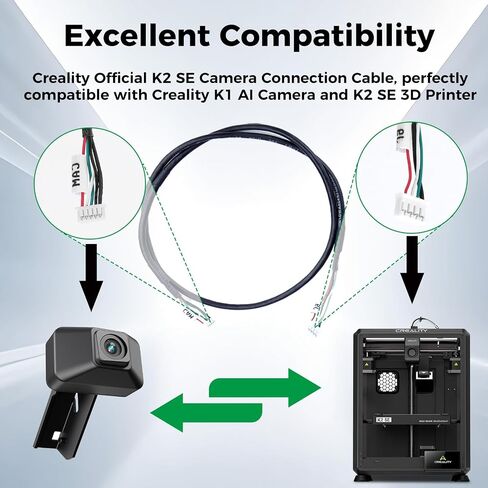 كاميرا Creality الرسمية K2 SE، شاشة K1 AI 1080P HD وكابل توصيل، توصيل كاميرا K1 وطابعة K2 SE ثلاثية الأبعاد لطباعة الشاشة in Kuwait