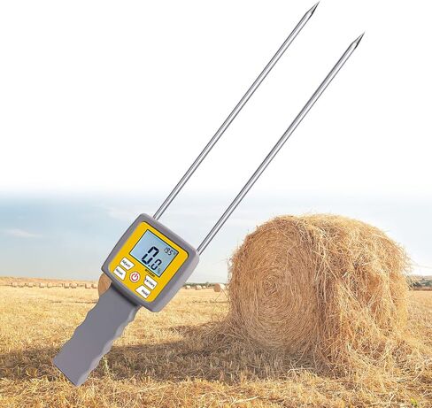 Hay Bale Moisture Tester, Hay Moisture Meter with Long Probe, Portable Bale Moisture Meter for Hay Bales, Forage Grass, Alfalfa, Orchard Grass and Other Hays | Portable Digital Probe with Backlit LCD, 0-84% Moisture Range for Hay Bales in Kuwait