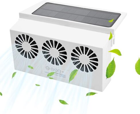 Car Exhaust Fan Solar Power Car Window Exhaust Fan Auto Ventilation Fan Car Radiator Cooling Fan with Three Air Outlet Car Vent Cooler Solar Vent Fan for Car (White) in Kuwait
