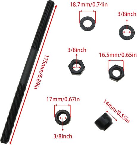 1PCS Bike Axle 175mm Bicycle Multiple Speed Rear Hub Axle 3/8 Inch Black Bike Axle Replacement 26 TPI Hub Shaft Conical Lock Nut Washer Kit Bicycle Parts Accessories in Kuwait