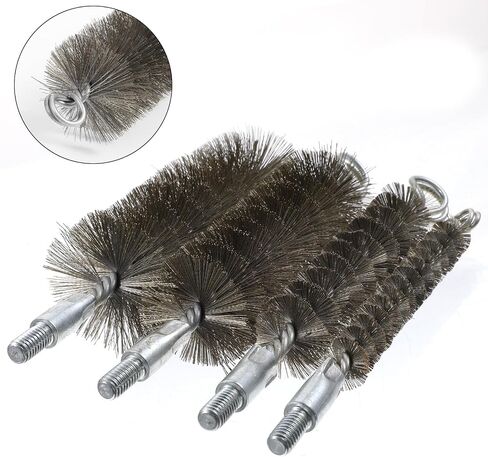 50in Pipe Cleaning Brush Set with Stainless Steel Bristles, Wire Brushs with 4pcs Galvanized Rod, Stainless Steel Pipe Brushs 4pcs for Auto Parts,Bottles,Tubes (3/5,1,1 3/5,2 in Brush Heads in Kuwait