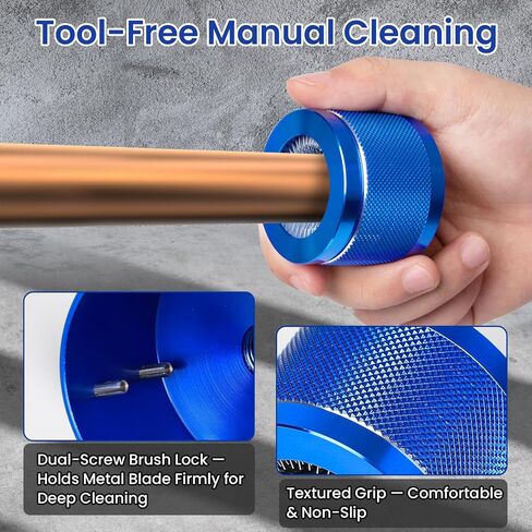 Copper Pipe Cleaner Set, Fits 1", 3/4", 1/2" Copper, Iron & Aluminum Pipes, Handheld or Drill Compatible, Metal Tube Cleaning Brushes with Replaceable Blades in Kuwait
