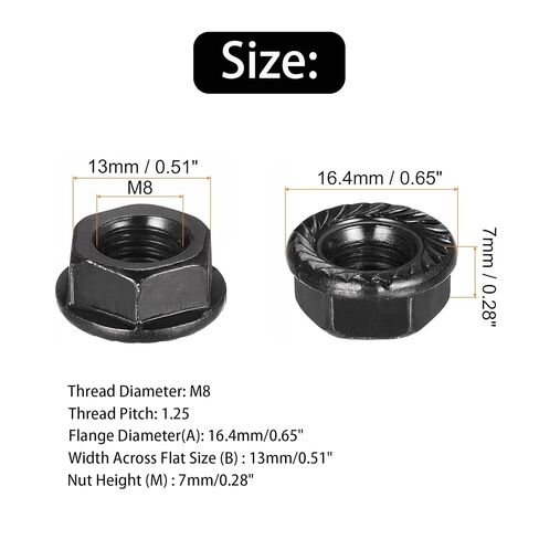 M8 x 1.25mm Hex Nuts, Carbon Steel 18-8, Black Oxide, Full Thread, Hex Drive, Bright Finish, Carbon Steel Black Oxide Finished, Replacement Nut for DIY Home Mechanism 50 Pack in Kuwait