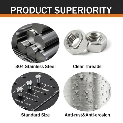 (30 Pack) 5/16"-18 Hex Nuts, 304 Stainless Steel Hexagonal Nuts in Saudi Arabia
