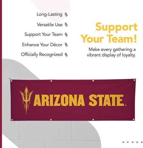 Arizona State Sun Devils College Sports Printed Polyester Banner - NCAA Licensed - Hanging Graduation Decoration - School Banner (Maroon, Gold) (2' x 6') in Kuwait