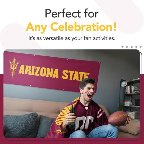 Arizona State Sun Devils College Sports Printed Polyester Banner - NCAA Licensed - Hanging Graduation Decoration - School Banner (Maroon, Gold) (2' x 6') in Kuwait