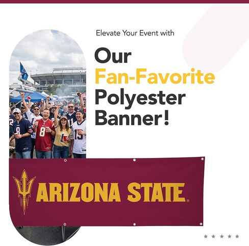 Arizona State Sun Devils College Sports Printed Polyester Banner - NCAA Licensed - Hanging Graduation Decoration - School Banner (Maroon, Gold) (2' x 6') in Kuwait
