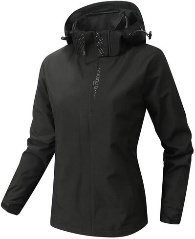 Women Lightweight Outdoor Jacket Waterproof Windproof Zip Up Coat Casual Hiking Sports Outerwear Stand Collar Activewear in Kuwait