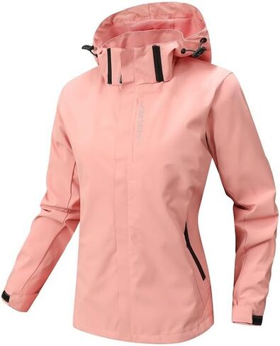 Women Lightweight Outdoor Jacket Waterproof Windproof Zip Up Coat Casual Hiking Sports Outerwear Stand Collar Activewear in Kuwait