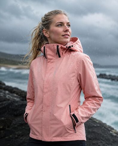 Women Lightweight Outdoor Jacket Waterproof Windproof Zip Up Coat Casual Hiking Sports Outerwear Stand Collar Activewear in Kuwait