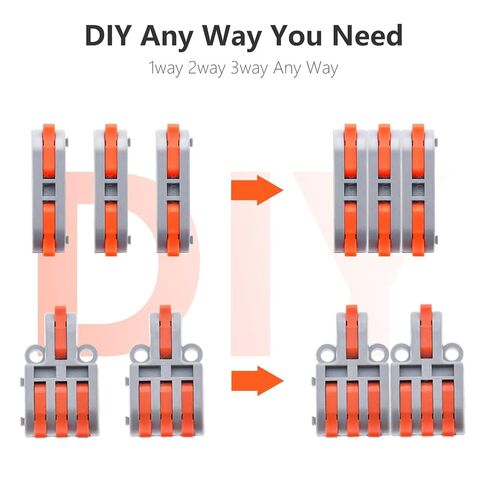 UOHGDPY 24 قطعة من موصلات أسلاك الرافعة، 1 في 2 خارج DIY وصلات صغيرة، موصلات أسلاك مدمجة للدائرة المضمنة 28-12 AWG (15 قطعة برغي ذاتي التنصت) in Kuwait