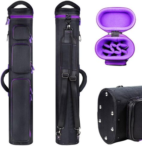 12-Hole Premium Nylon Pool Cue Case – Holds 8 Shafts & 4 Butts,Durable Double Shoulder Strap Design with 3 External Pockets 8X4/3X6 Options in Kuwait