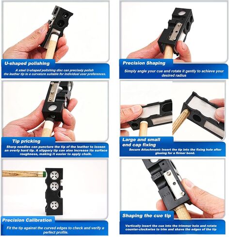 Professional 11-in-1 Pool Cue Tip Shaper for Pool Stick | Premium Cue Tip Shaper Tool, Scuffer & Shaping Tool for Better Spin & Control, Durable Billiards Accessories for Players in Kuwait